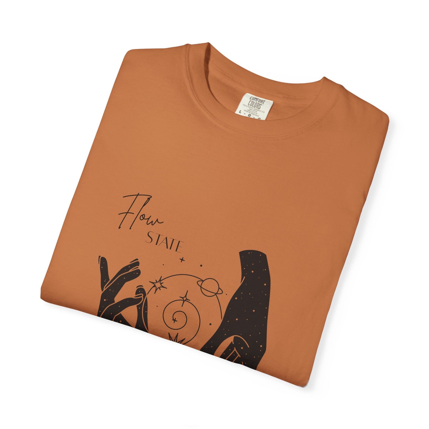 Cosmic Flow Unisex T-Shirt - Garment-Dyed with Celestial Hands Design