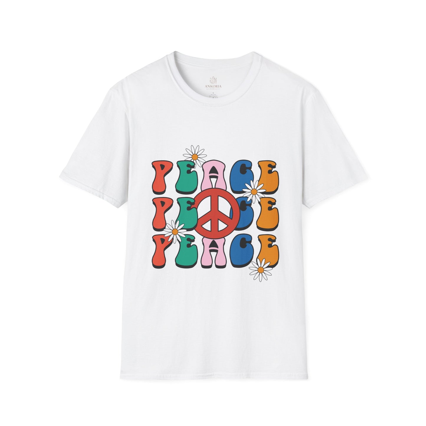 Unisex Softstyle T-Shirt - Retro Peace Design for Comfort Lovers