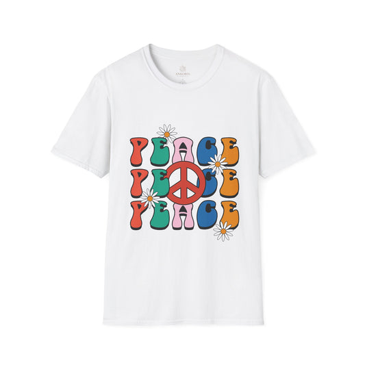 Unisex Softstyle T-Shirt - Retro Peace Design for Comfort Lovers