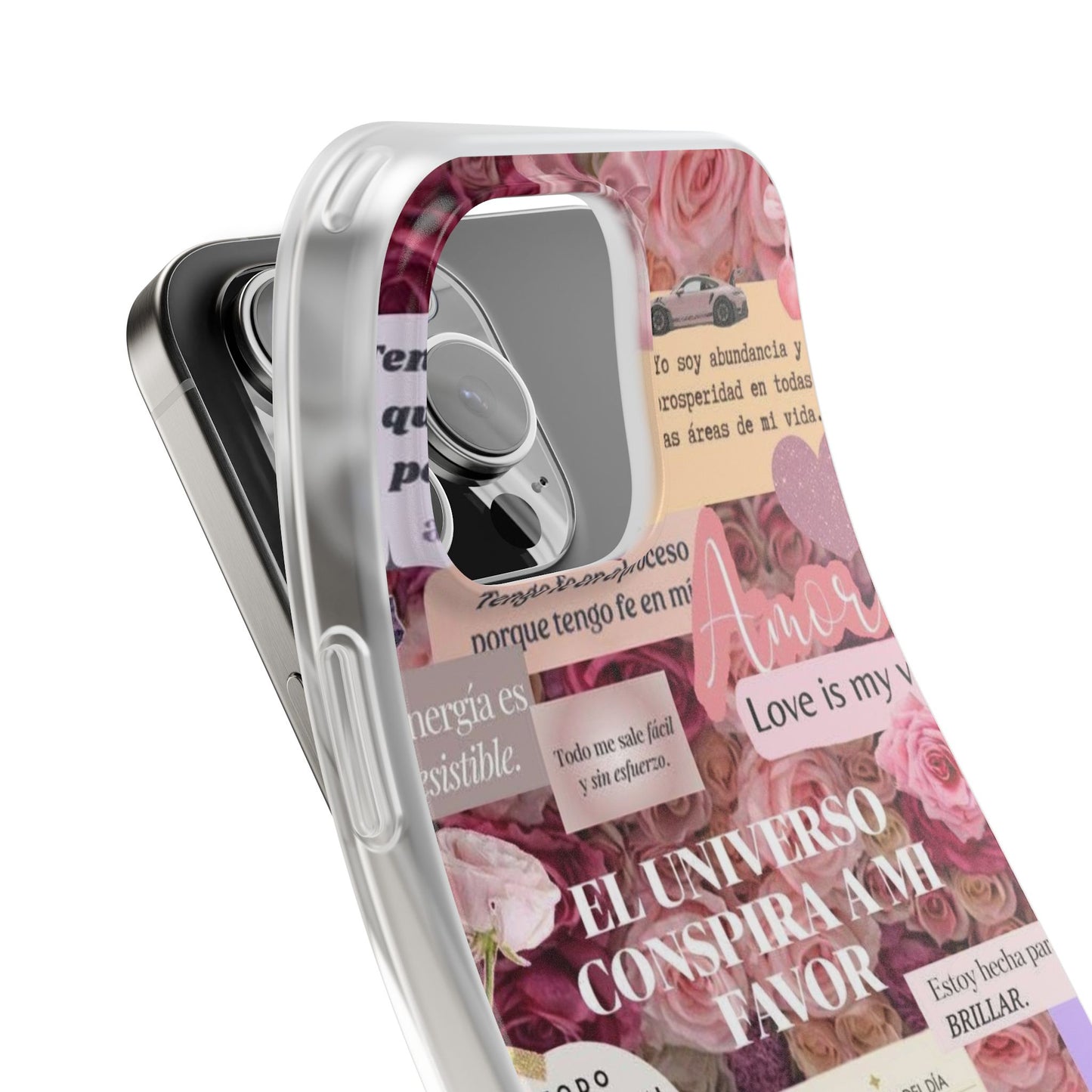 Floral Flexi Phone Case, Romantic Phone Cover, Cute Gift for Her, Inspirational Quote Case, Valentine's Day Accessory