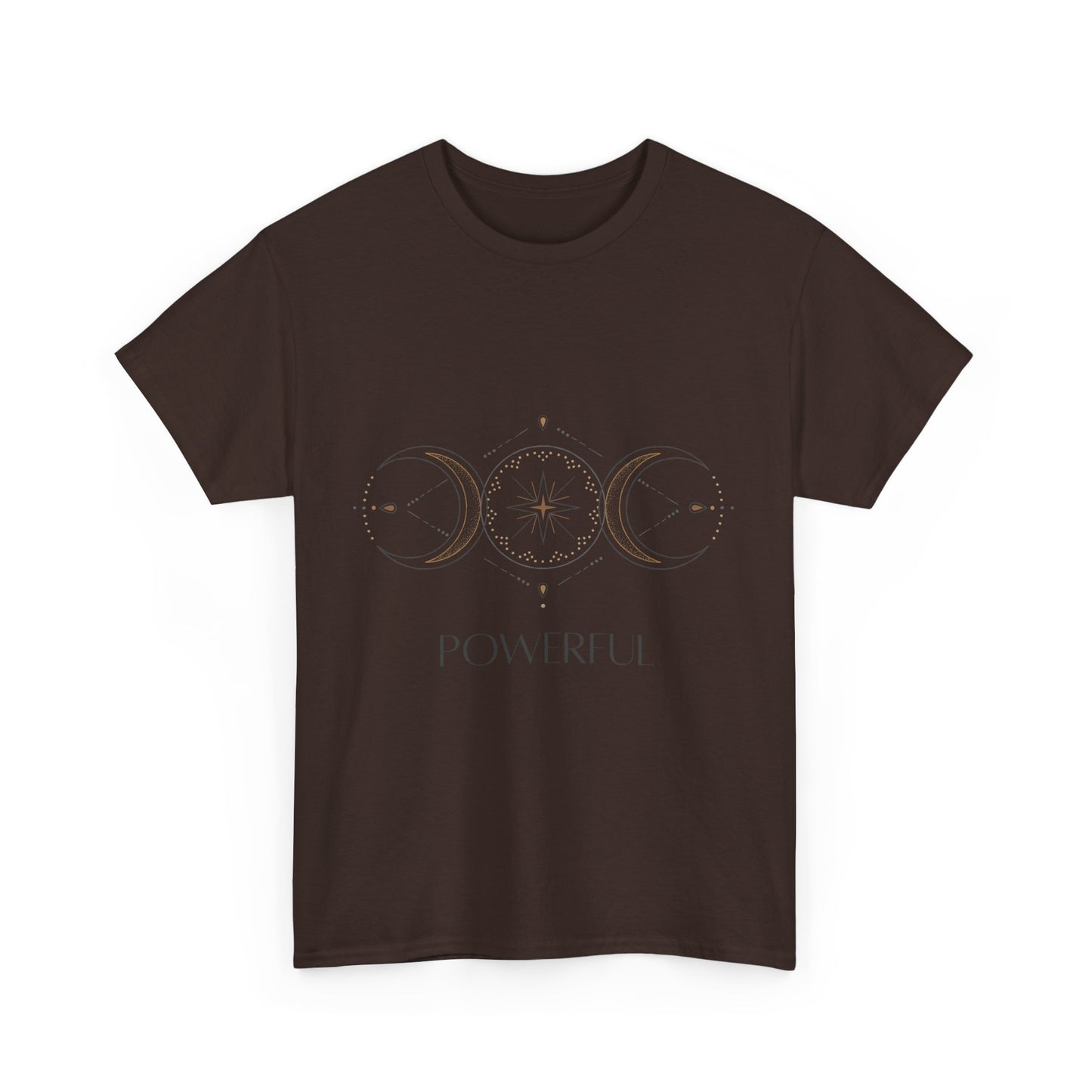 Powerful Unisex Heavy Cotton Tee - Bohemian Moon Phase Design