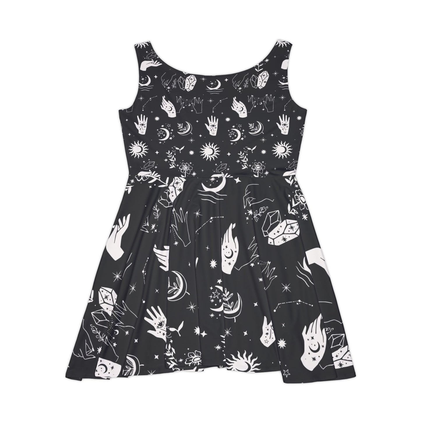 Celestial Women's Skater Dress, Cosmic Print Dress, Space Theme Party Dress, Bohemian Style Outfit, Summer Casual Dress