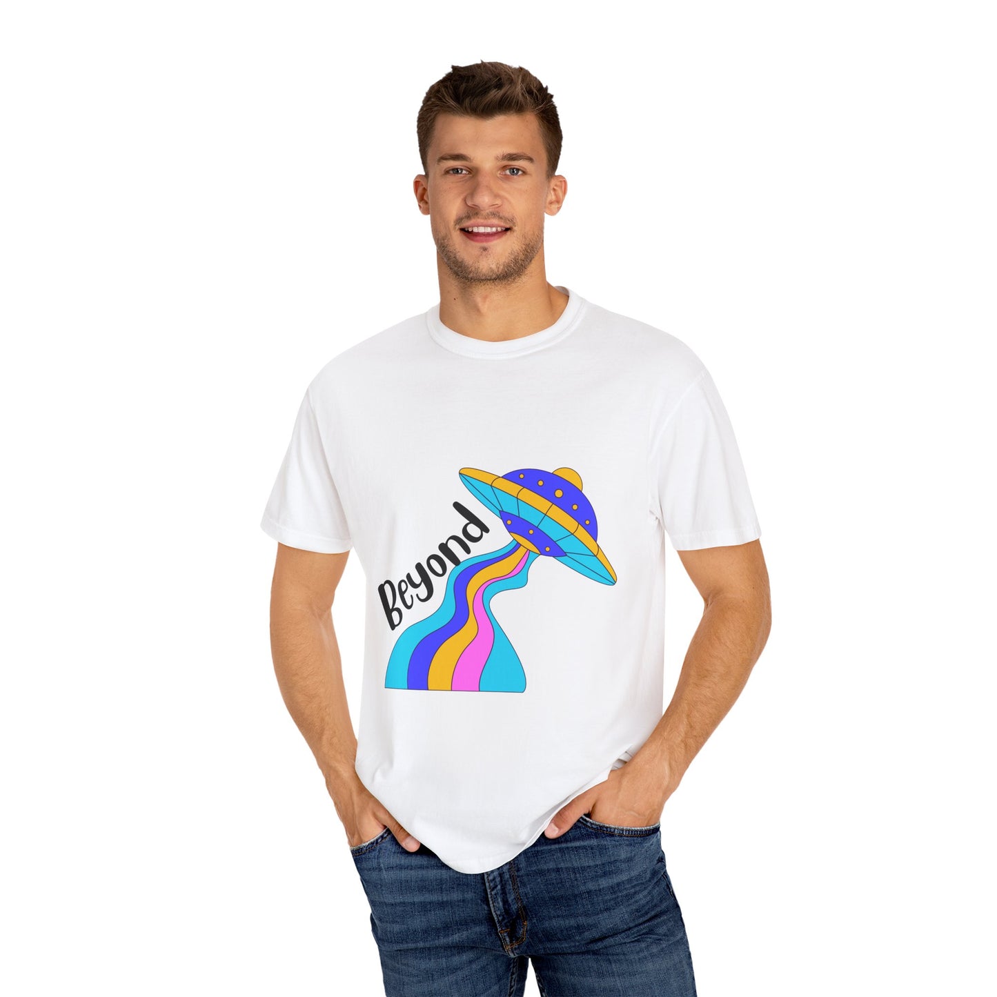 Unisex Beyond Graphic T-Shirt - Vibrant Space-Inspired Design