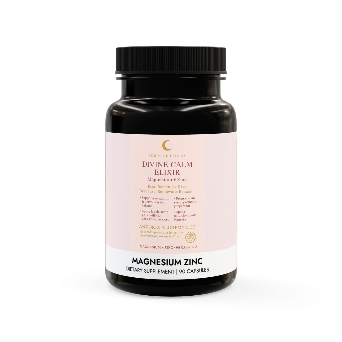 ✨ Divine Calm Elixir Magnesium + Zinc Capsules Rest. Replenish. Rise. Descansa. Renuévate. Renace. (90 Capsules)