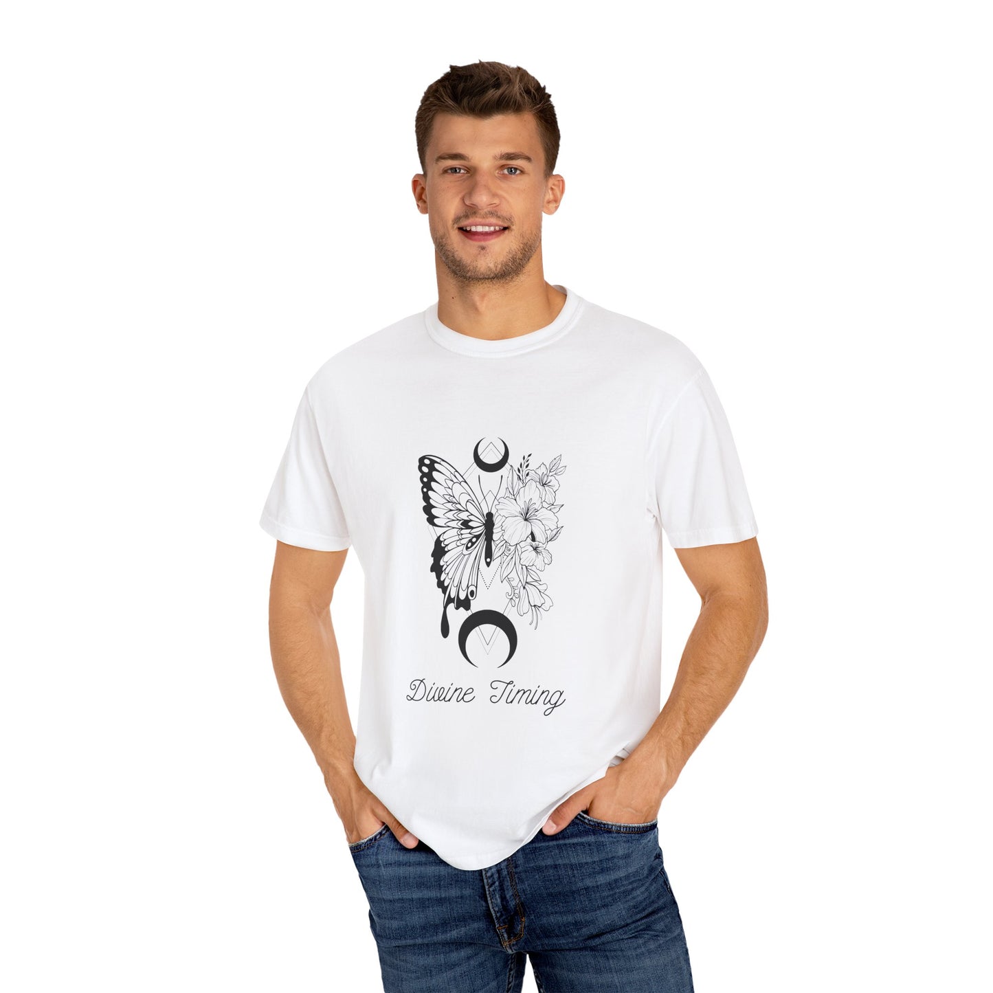 Divine Timing Butterfly T-Shirt - Unisex Garment-Dyed Tee for Nature Lovers