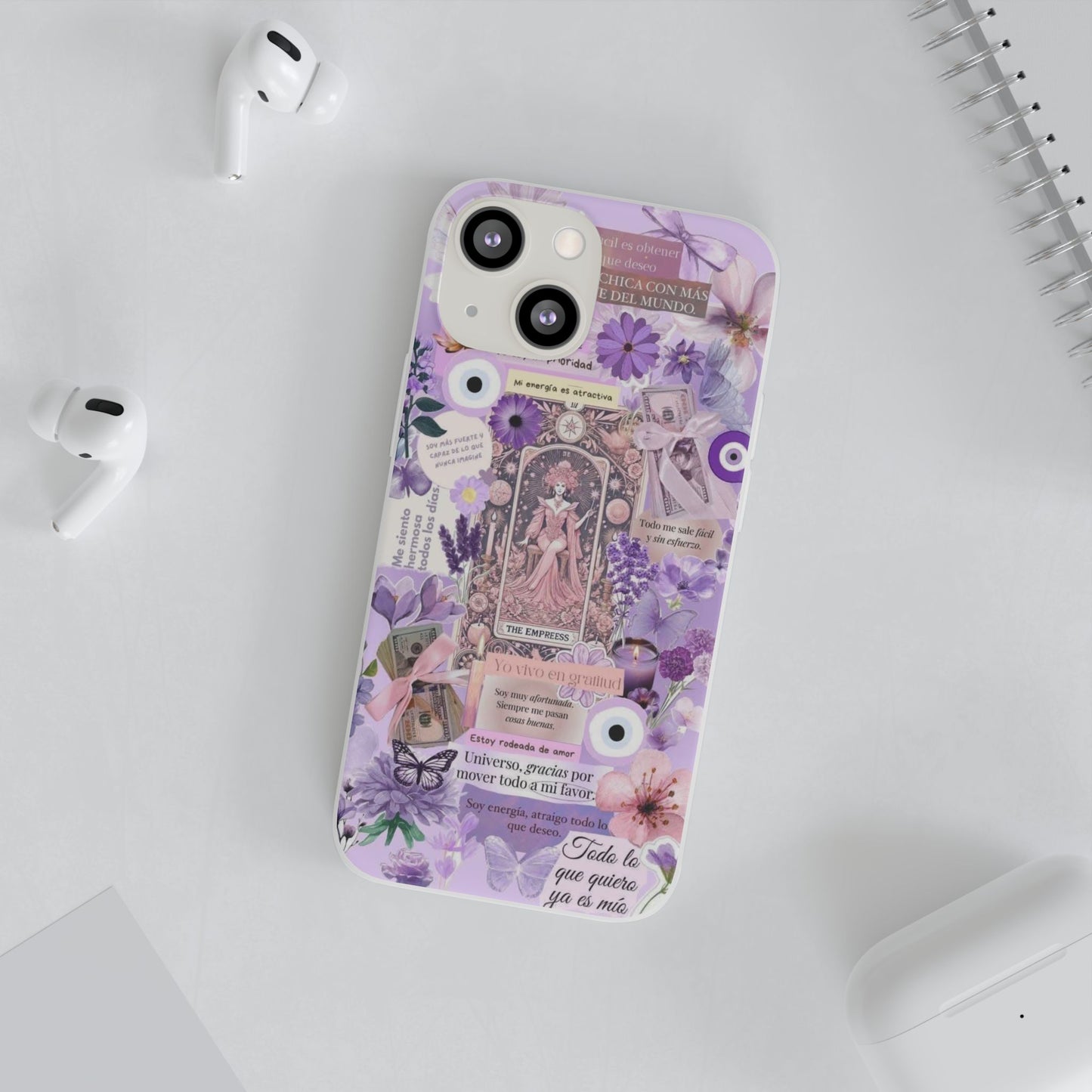 Purple Floral Flexi Phone Case, Personalized Phone Cover, Boho Chic Case, Cute Gift for Her, Birthday Accessory, Nature Lover Design