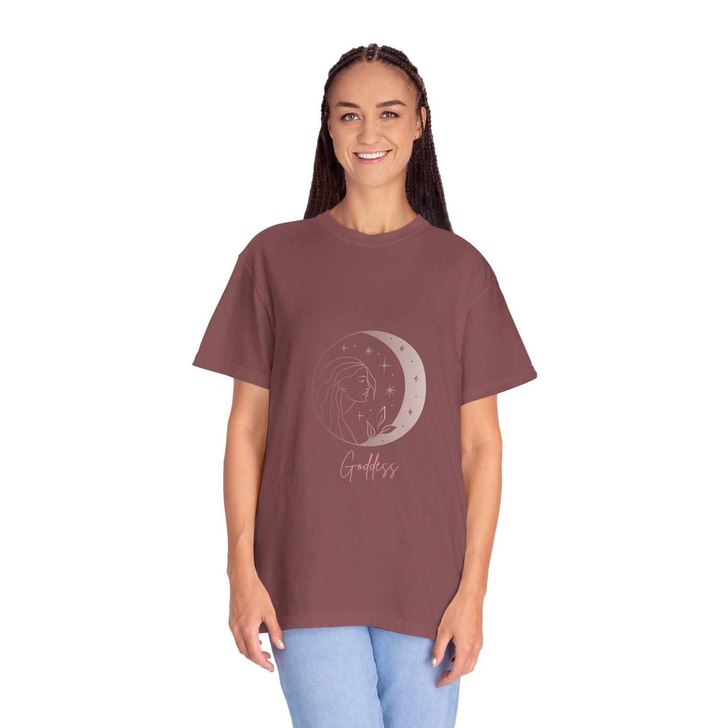 Goddess Moon T-Shirt - Unisex Garment-Dyed Tee for Spiritual Souls