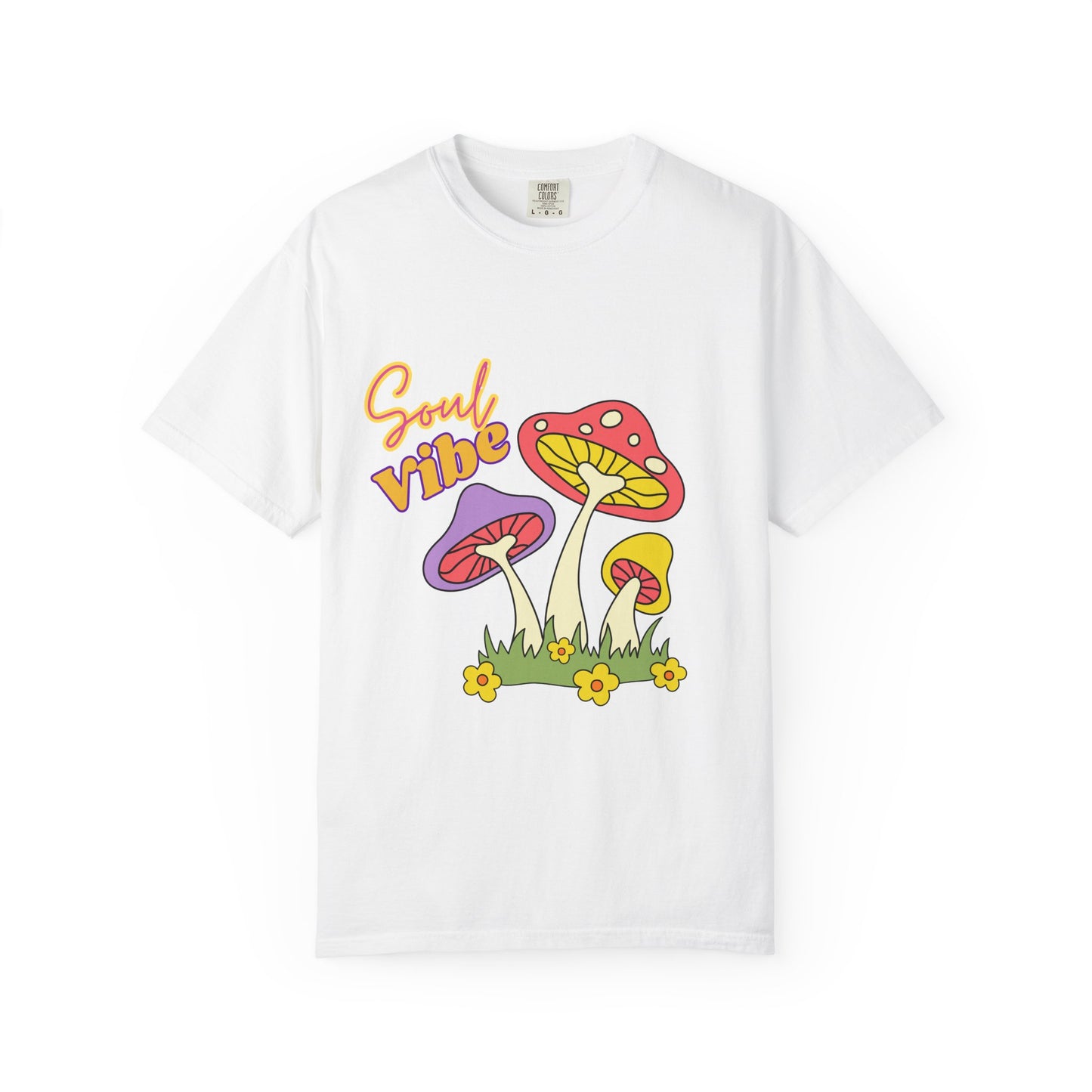 Soul Vibe Unisex Garment-Dyed T-Shirt - Colorful Mushroom Design for Summer Festivals