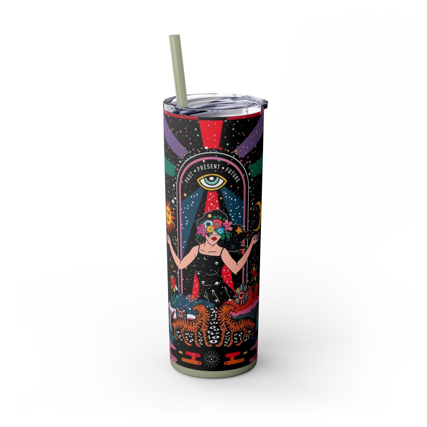Vibrant Cosmic Skinny Tumbler with Straw, 20oz - Perfect for Astrology Lovers, Celestial Gifts, Travel Mugs, Drinkware, Sunshine and [...]