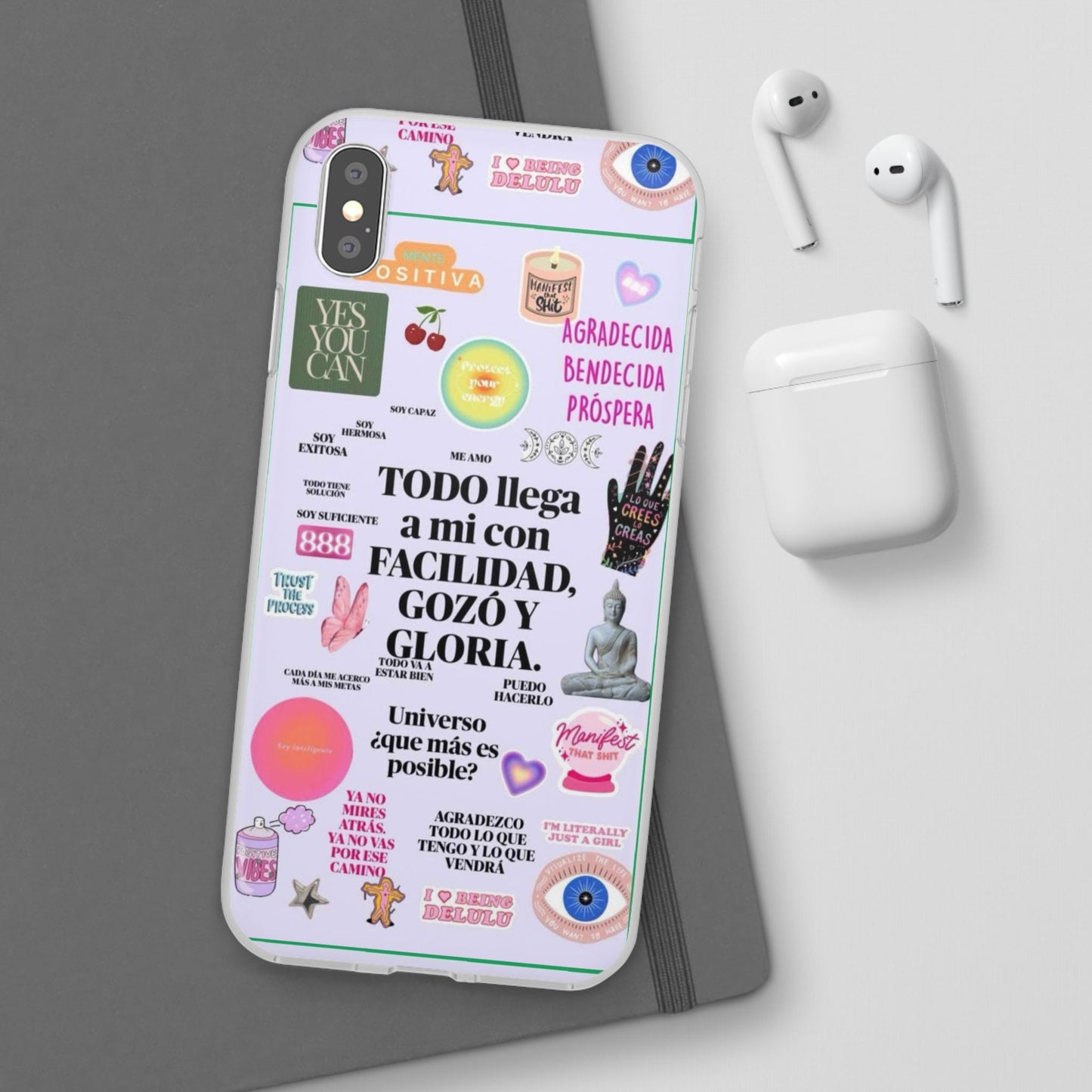 Positive Affirmation Flexi Cases for iPhone, Inspirational Phone Cover, Motivational Case, Gift for Her, Trendy Phone Protector