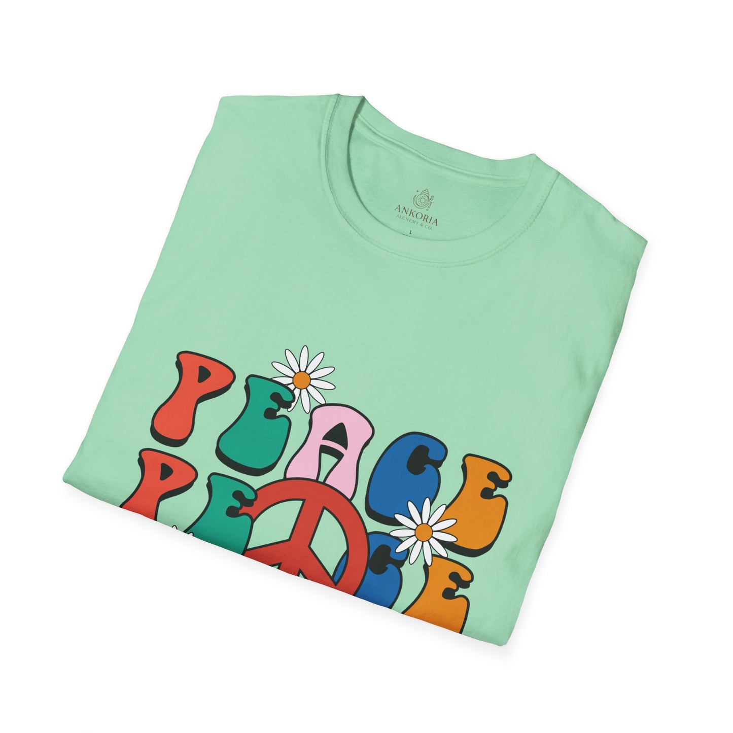Unisex Softstyle T-Shirt - Retro Peace Design for Comfort Lovers