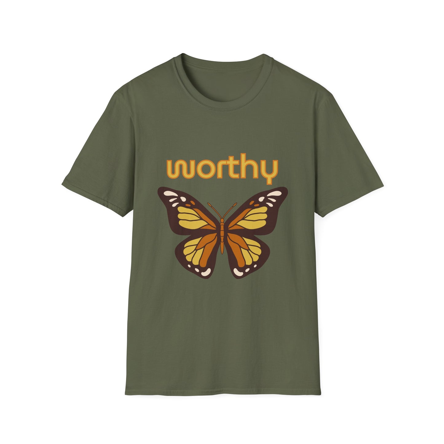 Worthy Butterfly Unisex Softstyle T-Shirt - Positive Vibes Apparel