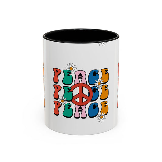 Colorful Peace Themed Coffee Mug | Gift for Friends, Inspirational Mug, Home Decor, Office Cup, Peace Lover's Gift