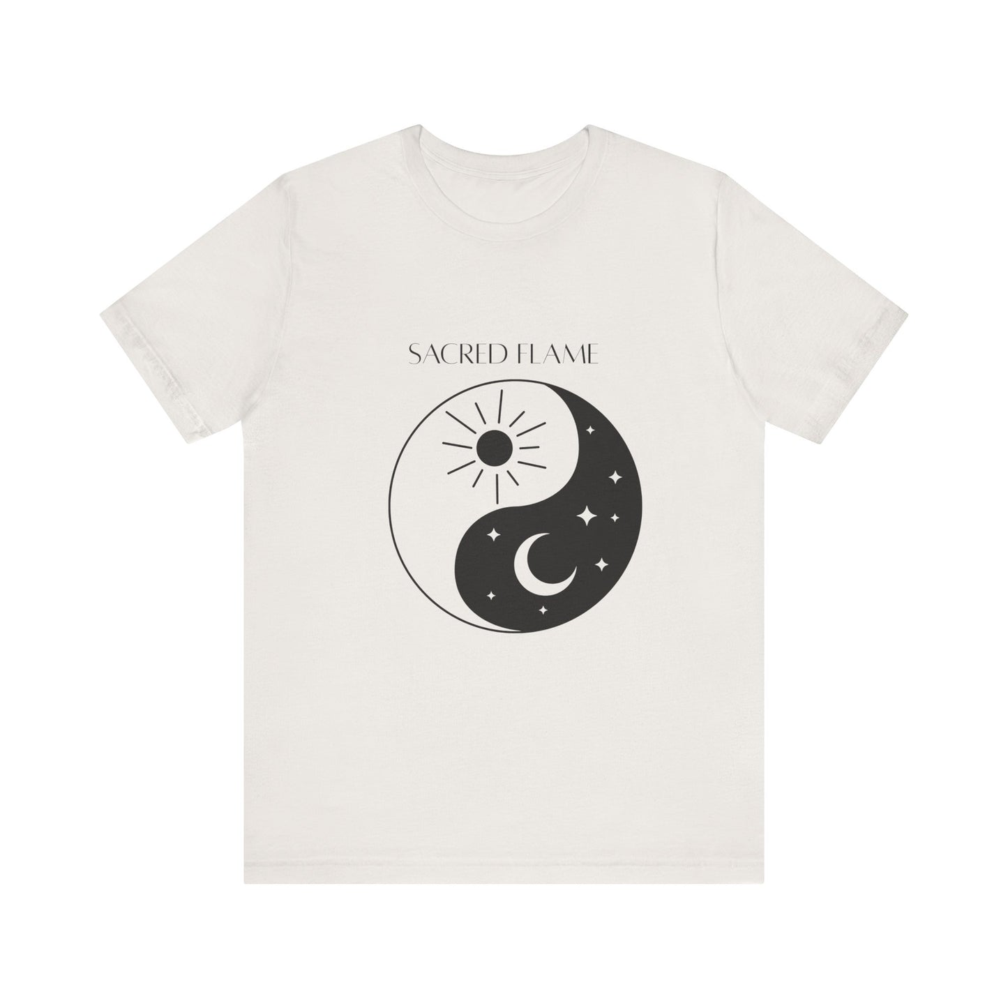 Sacred Flame Unisex Jersey Tee - Yin Yang Design for Spiritual Vibes