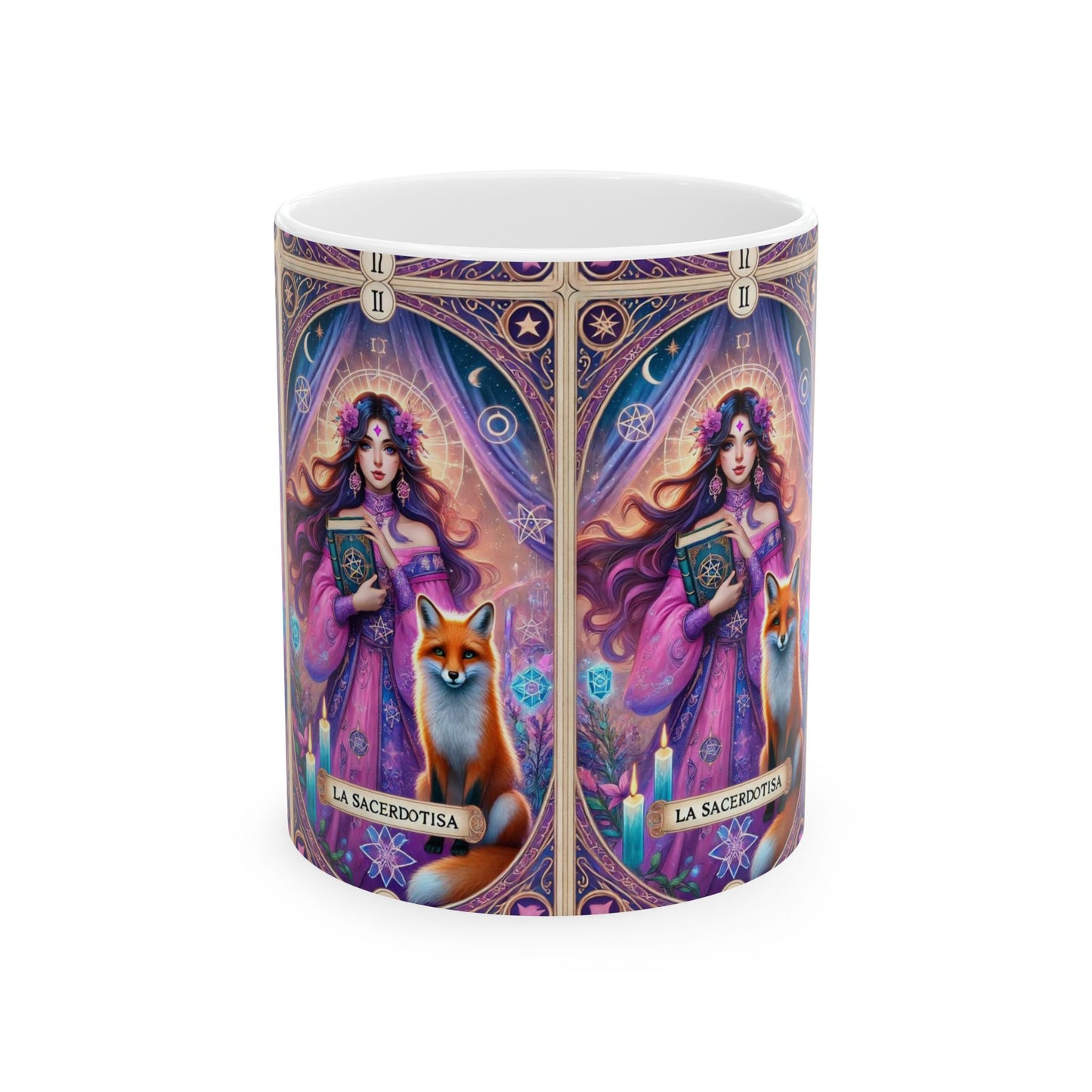 Mystical Ceramic Mug, Enchanted Fox Design, Gifts for Witches, Mug for Tea Lovers, Occult-Themed Coffee Mug, Magical Home Decor