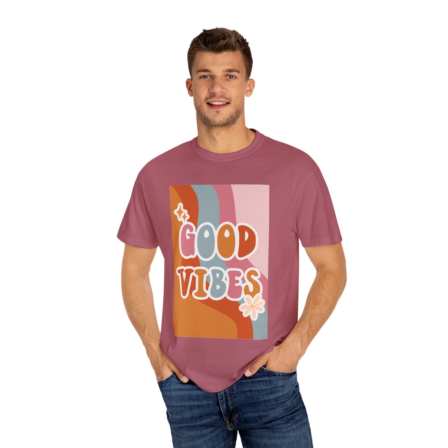 Good Vibes Unisex Garment-Dyed T-Shirt – Relaxed Fit Summer Tee