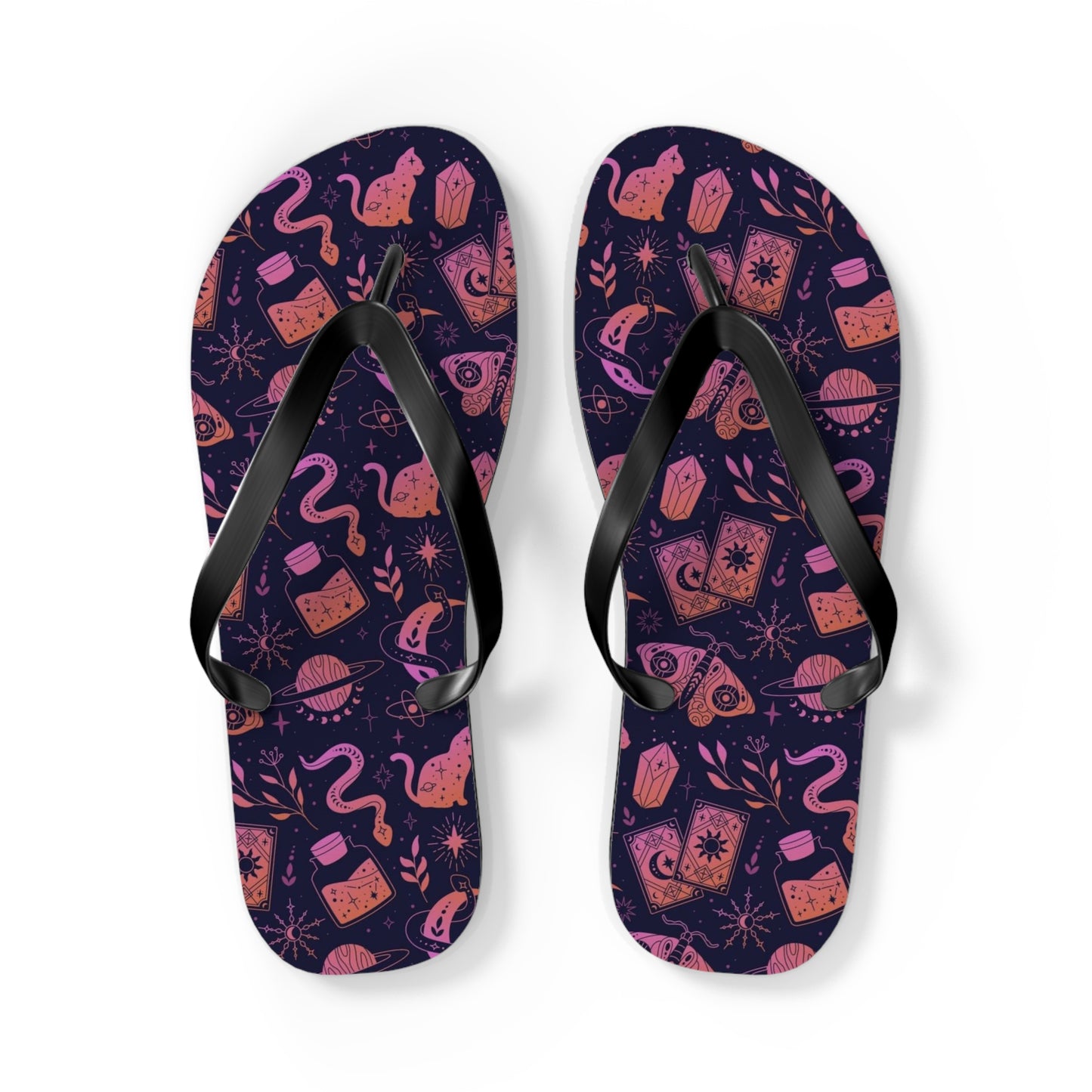 Cosmic Print Flip Flops for Summer Fun, Beach Sandals, Resort Wear, Vacation Footwear, Festival Accessories
