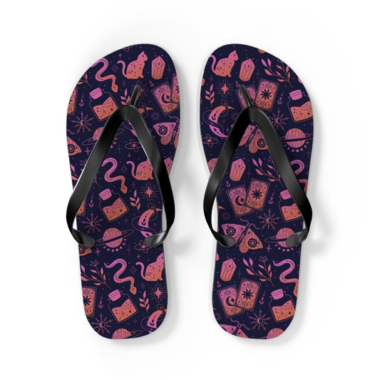 Cosmic Print Flip Flops for Summer Fun, Beach Sandals, Resort Wear, Vacation Footwear, Festival Accessories
