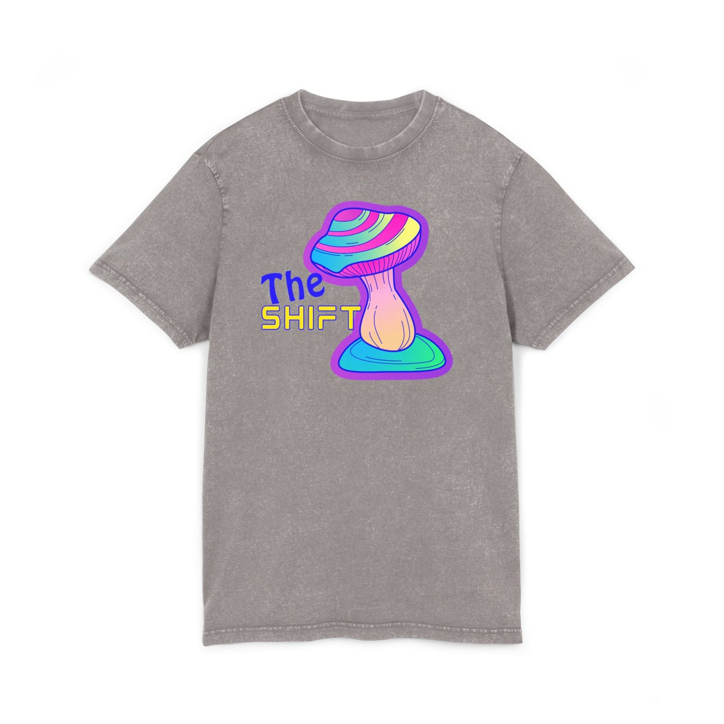 Acid Washed Mushroom Graphic Tee - Trippy 'The Shift' Casual Wear