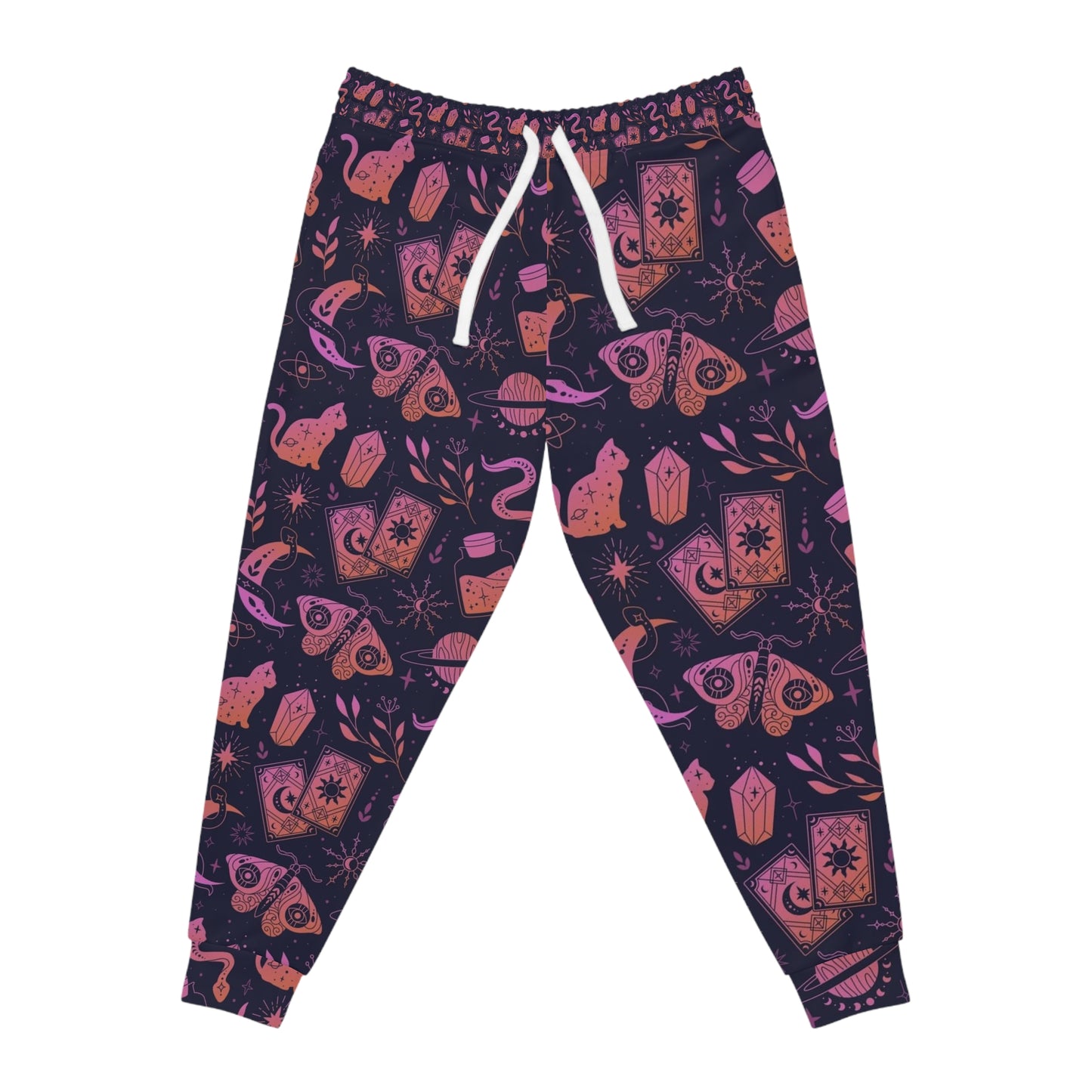 Mystical Pattern Athletic Joggers, Cozy Lounge Pants, Trendy Sweatpants, Magic Theme Joggers, Unique Gift for Her, Festival Wear