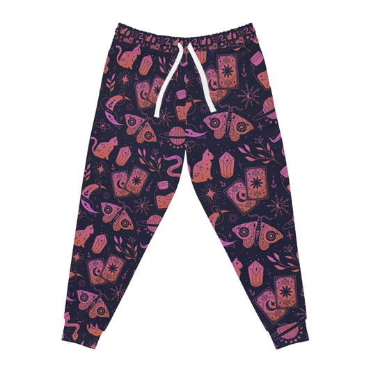 Mystical Pattern Athletic Joggers, Cozy Lounge Pants, Trendy Sweatpants, Magic Theme Joggers, Unique Gift for Her, Festival Wear