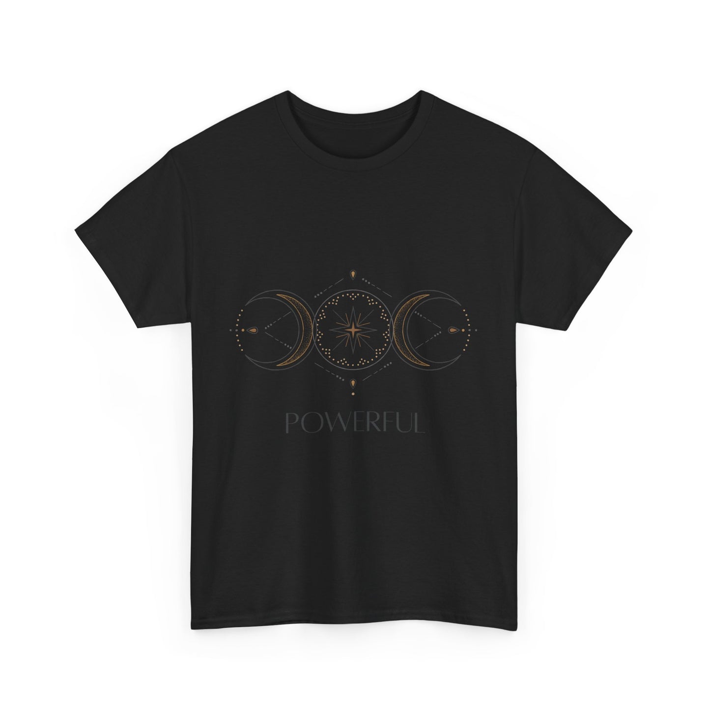 Powerful Unisex Heavy Cotton Tee - Bohemian Moon Phase Design