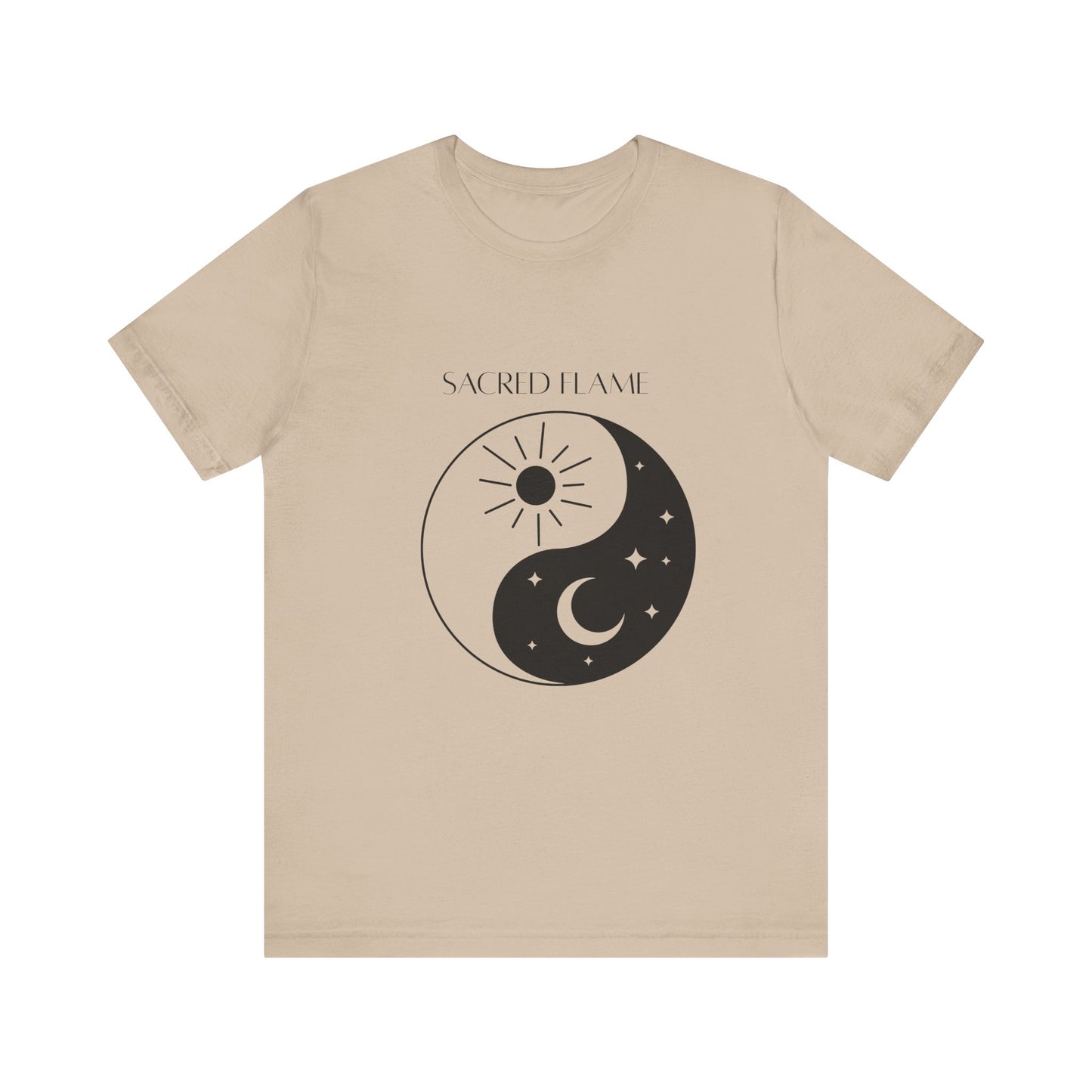 Sacred Flame Unisex Jersey Tee - Yin Yang Design for Spiritual Vibes