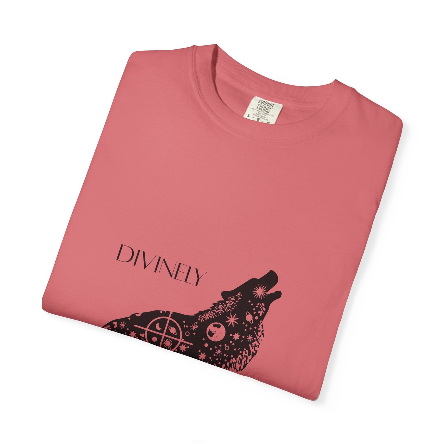 Divinely Guided Wolf T-Shirt - Unisex Garment-Dyed Tee for Spiritual Seekers