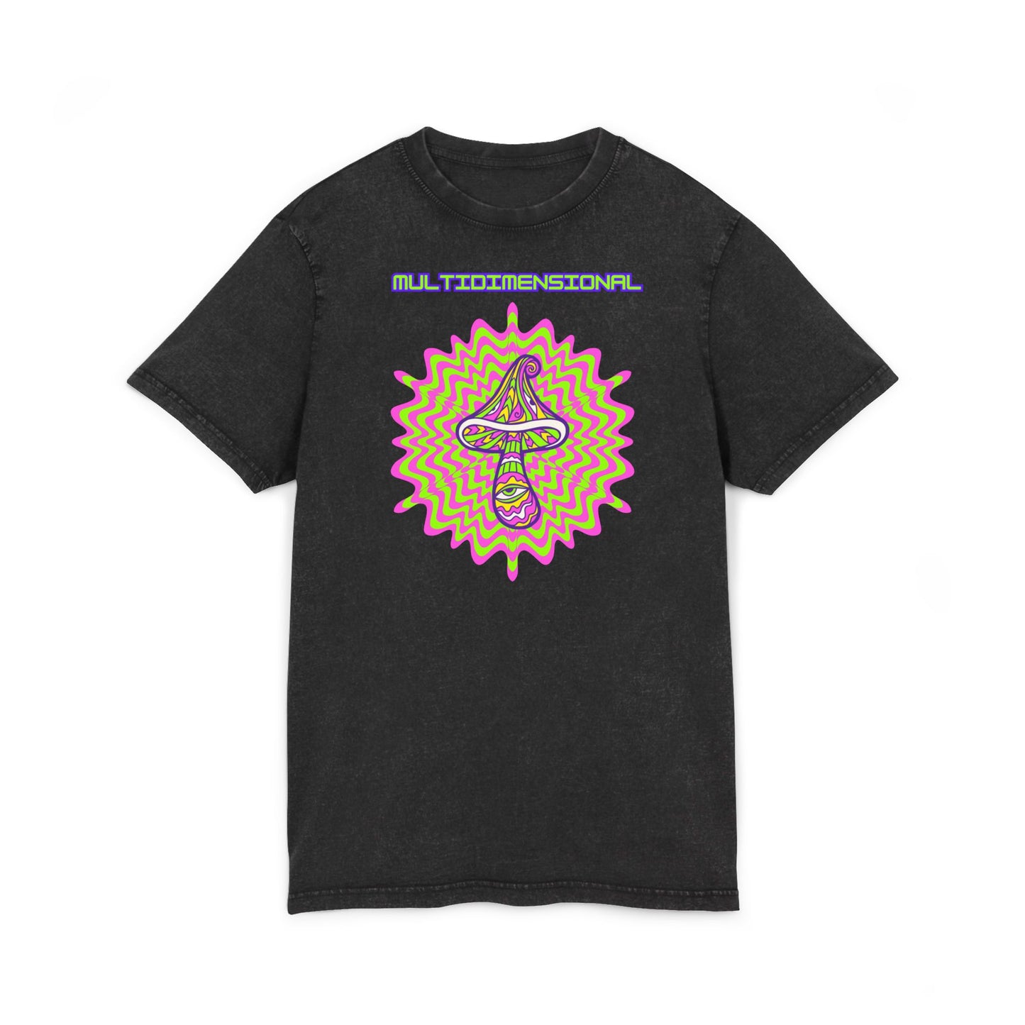 Multidimensional Acid Washed Tee - Psychedelic Round Neck T-Shirt