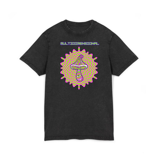 Multidimensional Acid Washed Tee - Psychedelic Round Neck T-Shirt