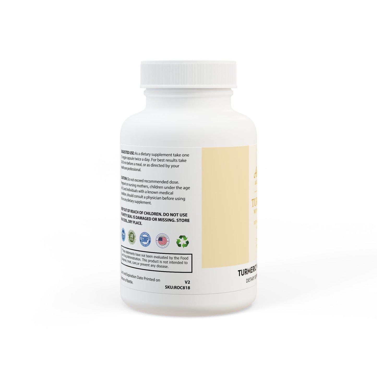 Golden Vitality Elixir Turmeric with BioPerine® (Black Pepper Fruit Extract) Supplement (60 Capsules)