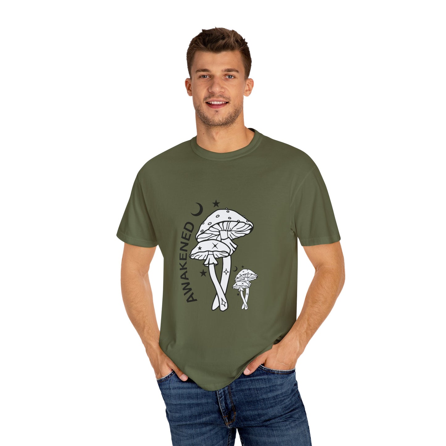 Unisex Garment-Dyed T-Shirt - "Awakened" Mushroom Design for Nature Lovers