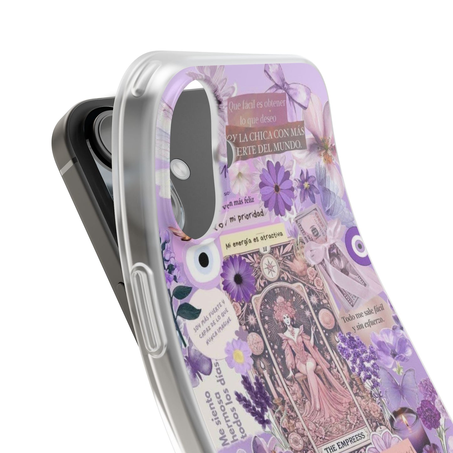 Purple Floral Flexi Phone Case, Personalized Phone Cover, Boho Chic Case, Cute Gift for Her, Birthday Accessory, Nature Lover Design