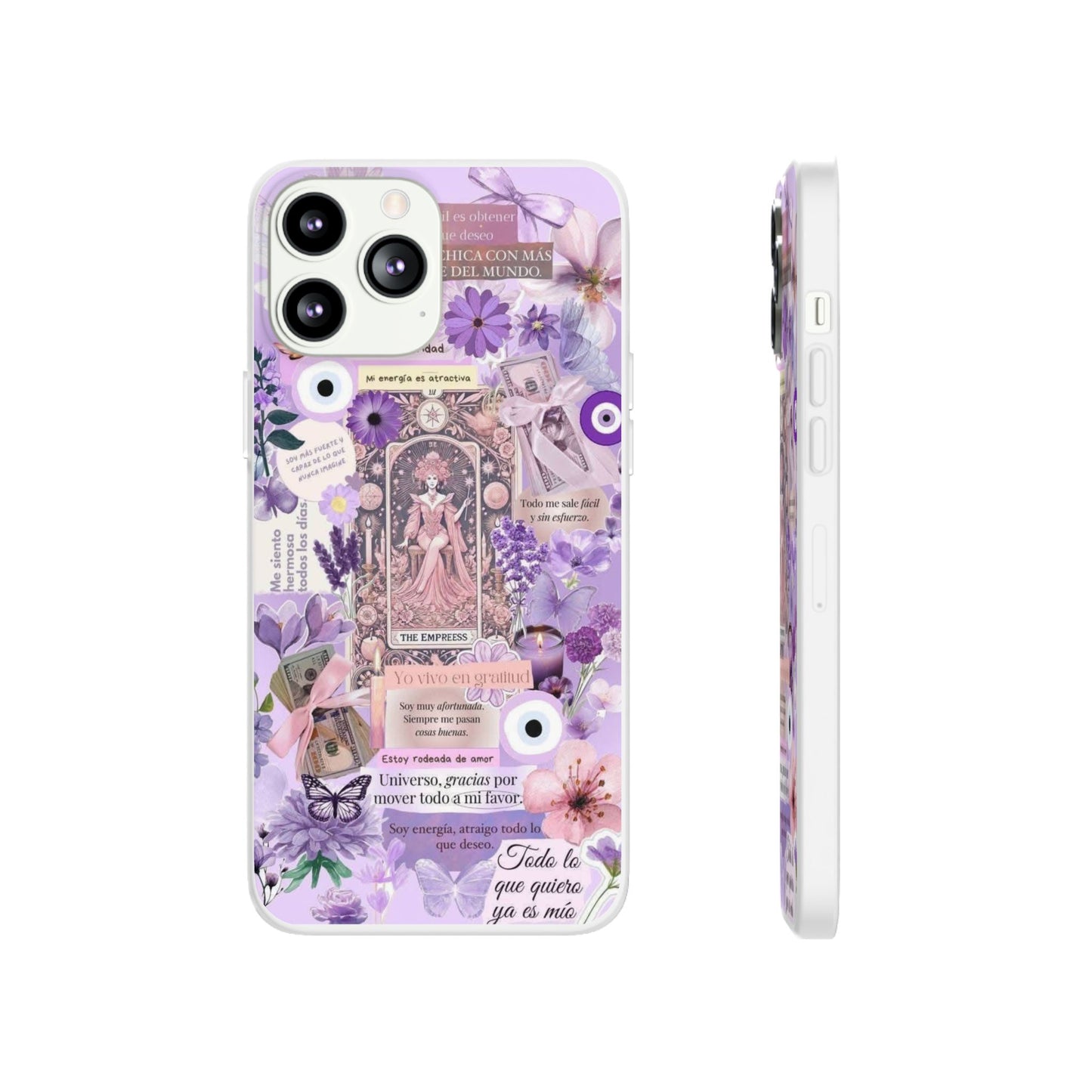 Purple Floral Flexi Phone Case, Personalized Phone Cover, Boho Chic Case, Cute Gift for Her, Birthday Accessory, Nature Lover Design