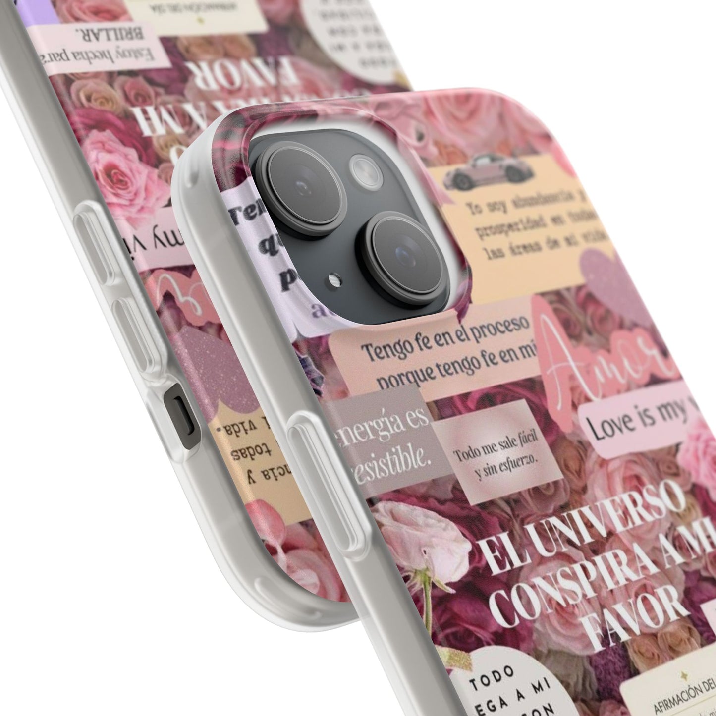 Floral Flexi Phone Case, Romantic Phone Cover, Cute Gift for Her, Inspirational Quote Case, Valentine's Day Accessory