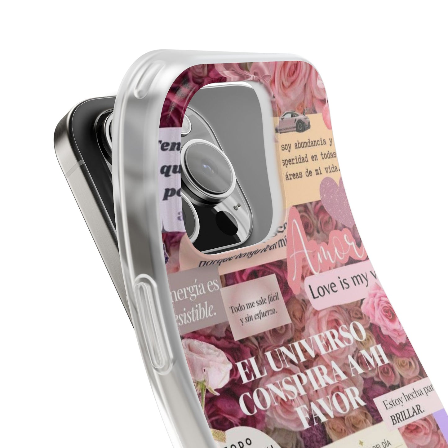 Floral Flexi Phone Case, Romantic Phone Cover, Cute Gift for Her, Inspirational Quote Case, Valentine's Day Accessory