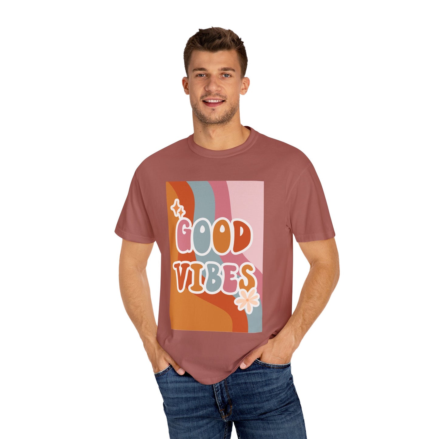Good Vibes Unisex Garment-Dyed T-Shirt – Relaxed Fit Summer Tee