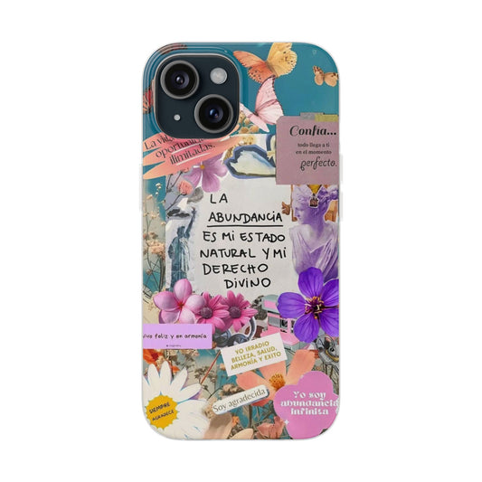 Vibrant Floral Phone Case, Inspirational Tech Accessories, Nature Aesthetic Gift, Motivational Quote Flexi Case, Cute Phone Cover
