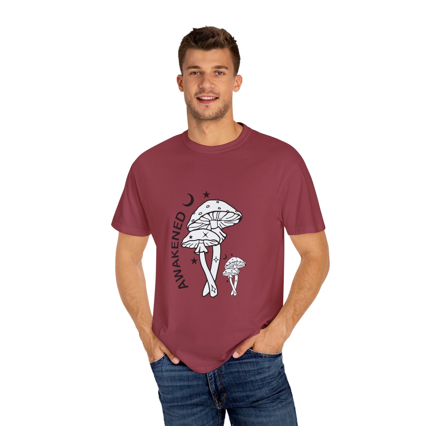 Unisex Garment-Dyed T-Shirt - "Awakened" Mushroom Design for Nature Lovers