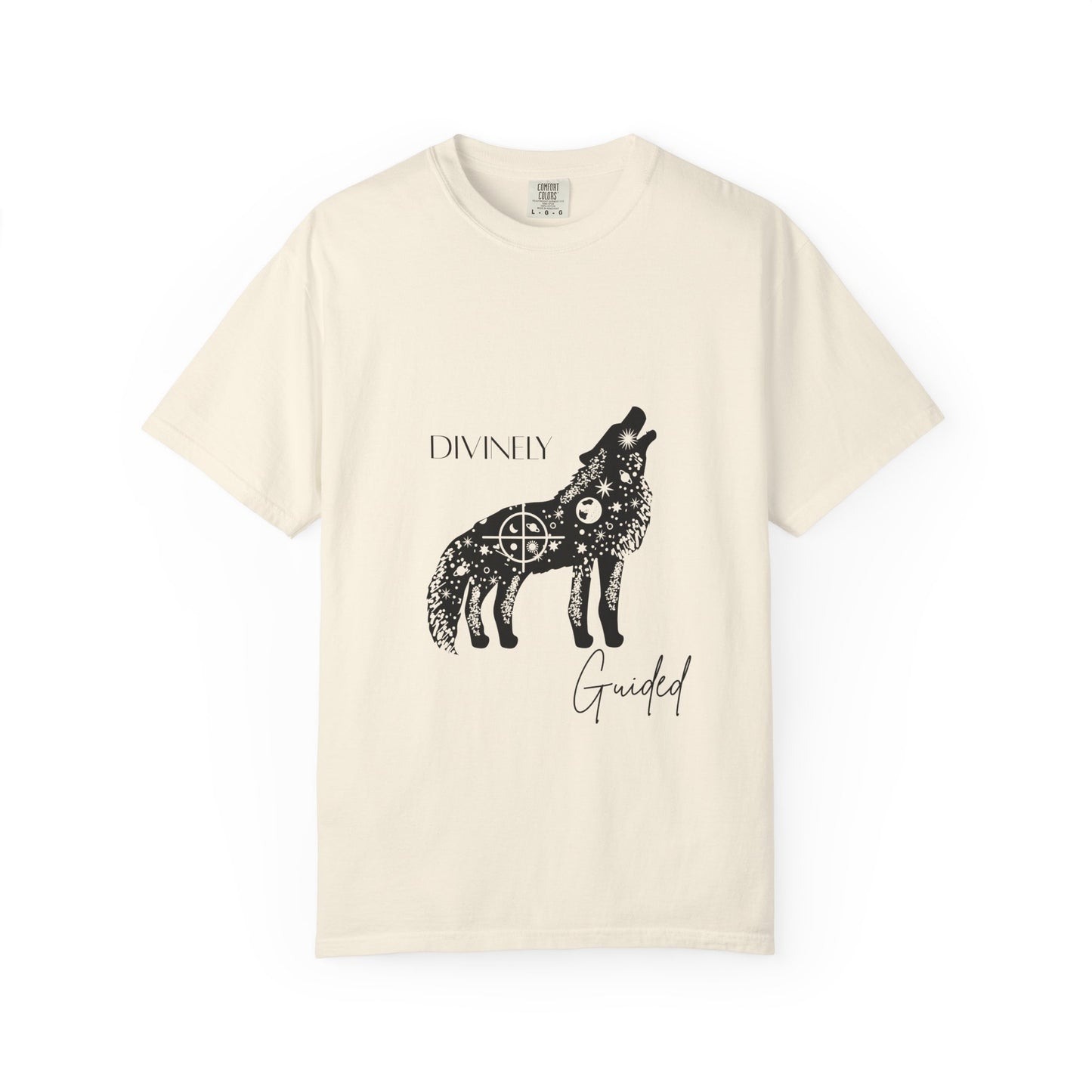 Divinely Guided Wolf T-Shirt - Unisex Garment-Dyed Tee for Spiritual Seekers