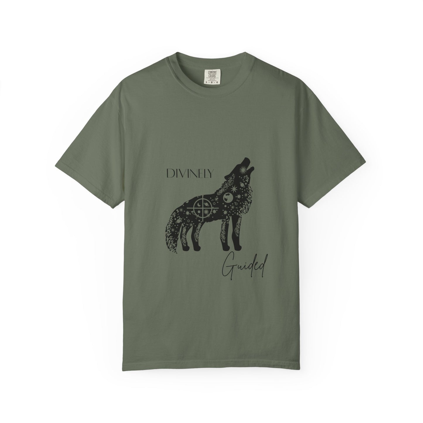 Divinely Guided Wolf T-Shirt - Unisex Garment-Dyed Tee for Spiritual Seekers