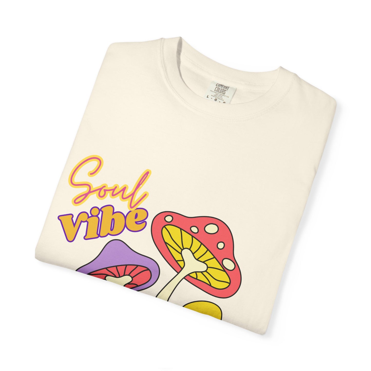 Soul Vibe Unisex Garment-Dyed T-Shirt - Colorful Mushroom Design for Summer Festivals
