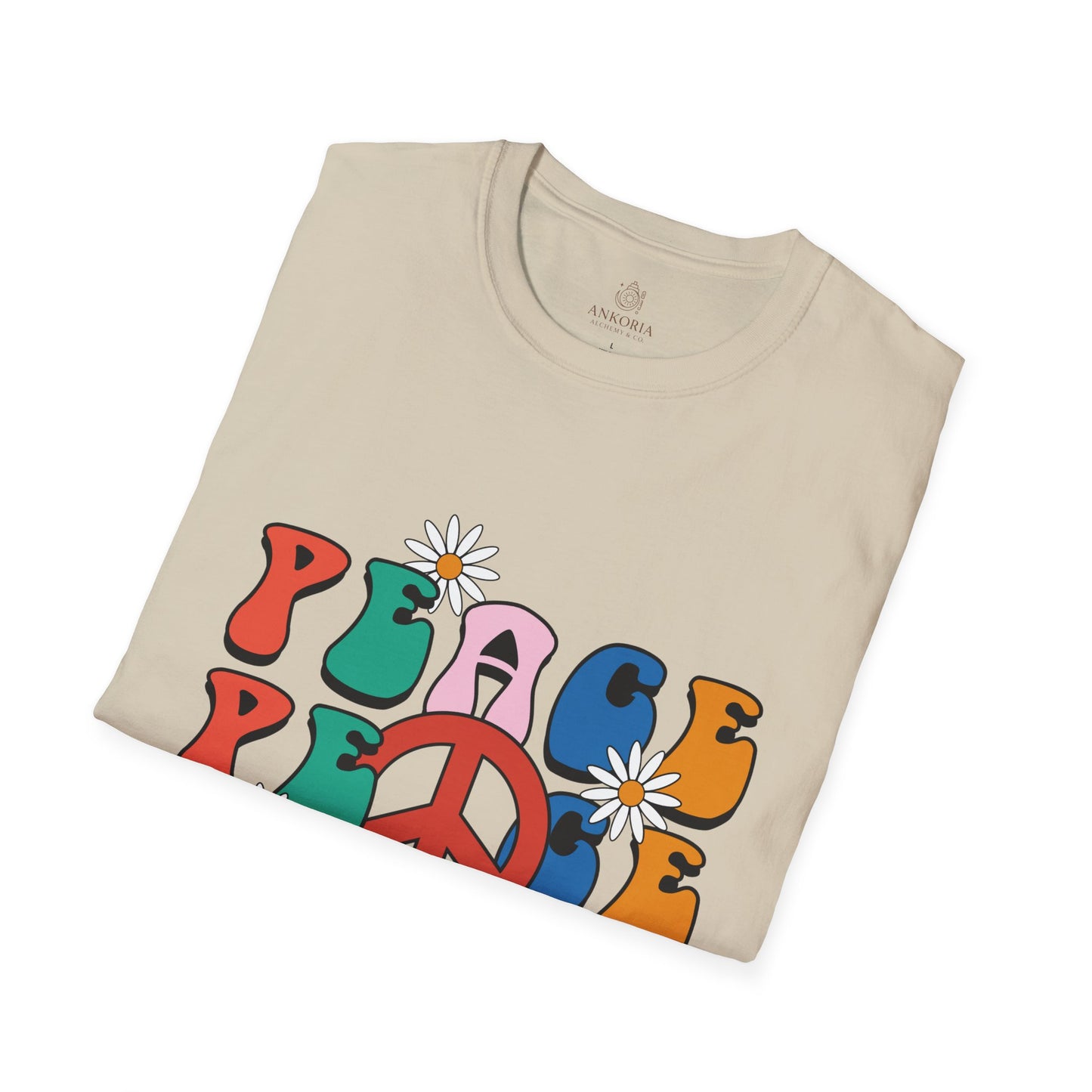 Unisex Softstyle T-Shirt - Retro Peace Design for Comfort Lovers