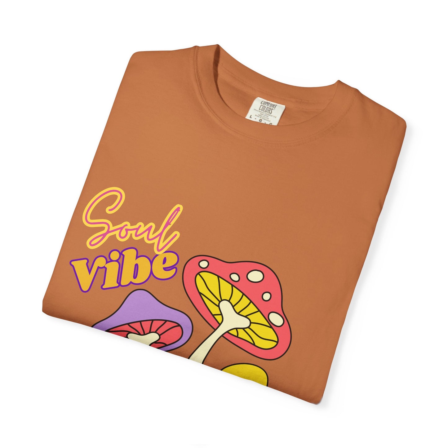 Soul Vibe Unisex Garment-Dyed T-Shirt - Colorful Mushroom Design for Summer Festivals