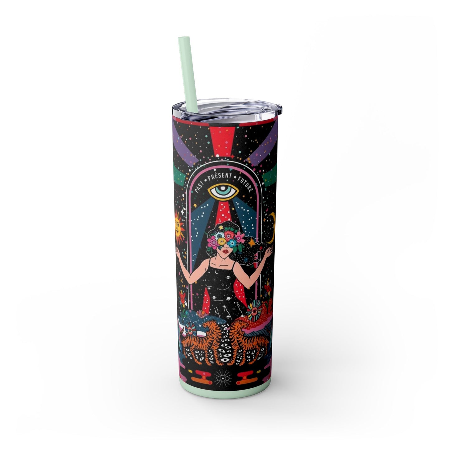 Vibrant Cosmic Skinny Tumbler with Straw, 20oz - Perfect for Astrology Lovers, Celestial Gifts, Travel Mugs, Drinkware, Sunshine and [...]