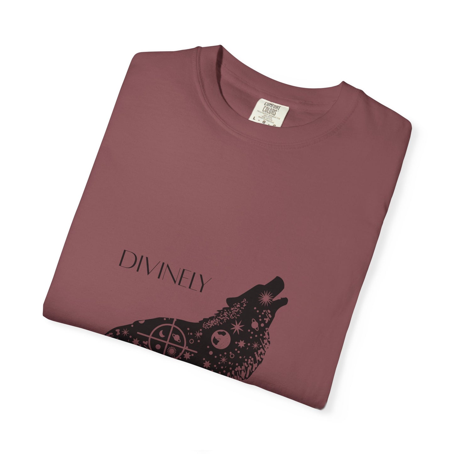 Divinely Guided Wolf T-Shirt - Unisex Garment-Dyed Tee for Spiritual Seekers