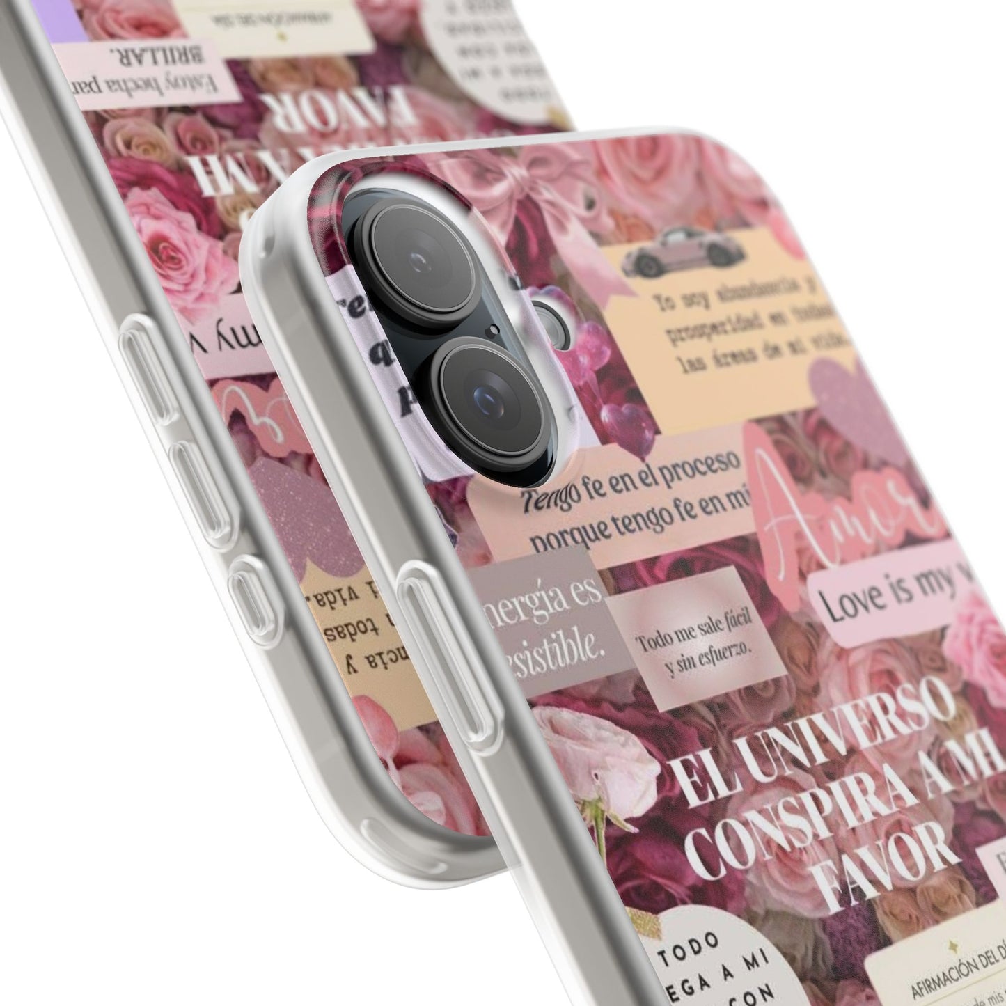 Floral Flexi Phone Case, Romantic Phone Cover, Cute Gift for Her, Inspirational Quote Case, Valentine's Day Accessory