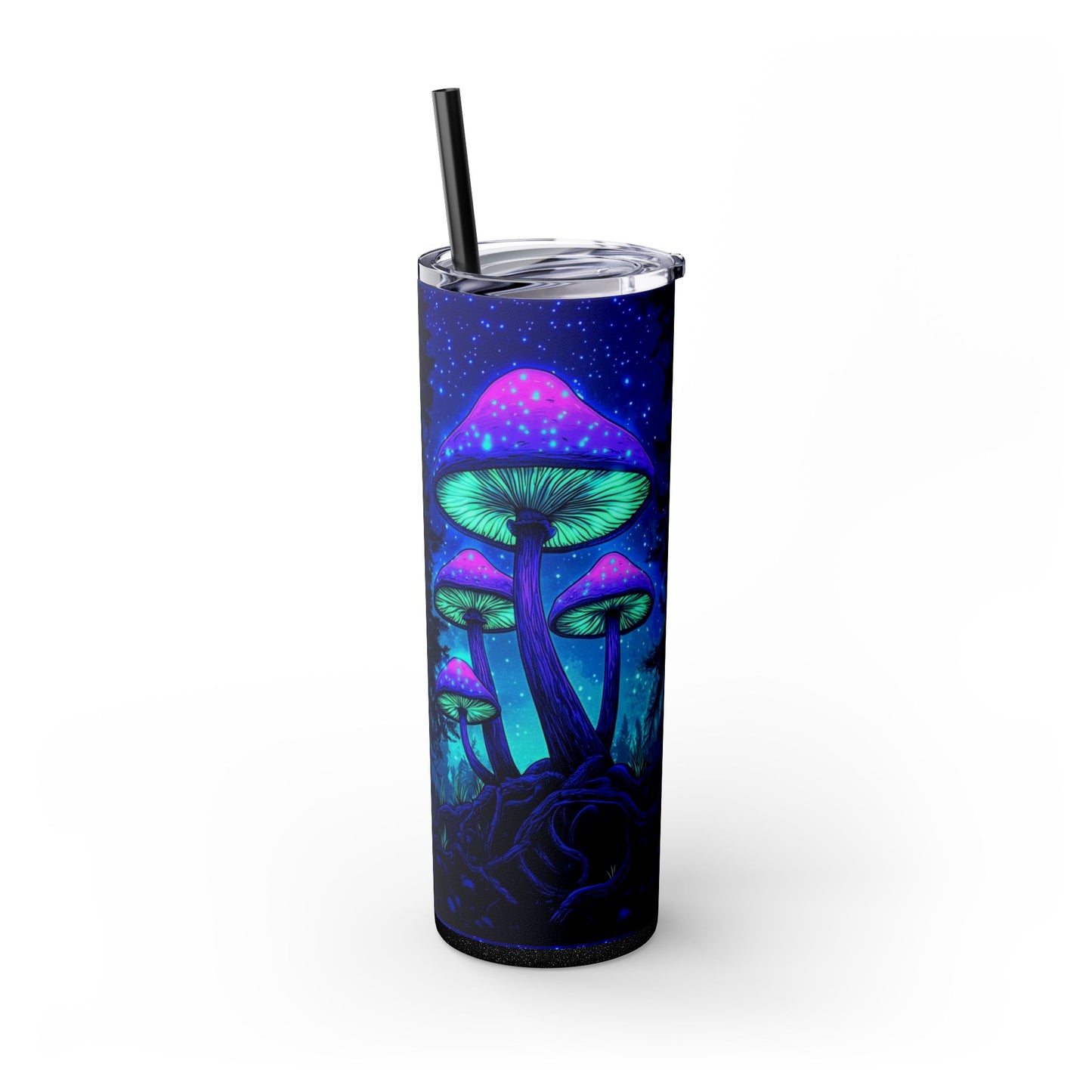 Cosmic Mushroom Skinny Tumbler, 20oz | Colorful Travel Mug, Psychedelic Drinkware, Gift for Nature Lovers, Summer Sips, Festival Essentials