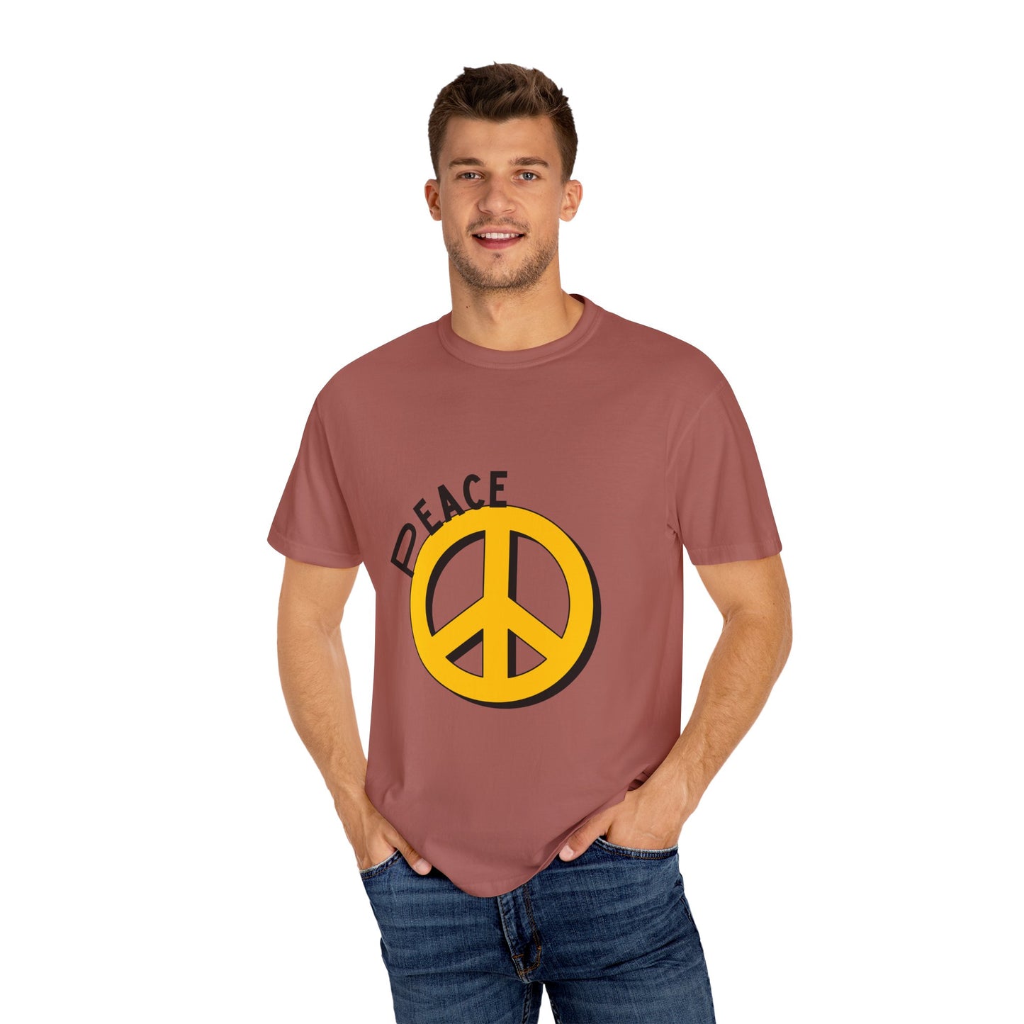 Peace Graphic Unisex T-Shirt - Garment-Dyed White Tee for Casual Vibes