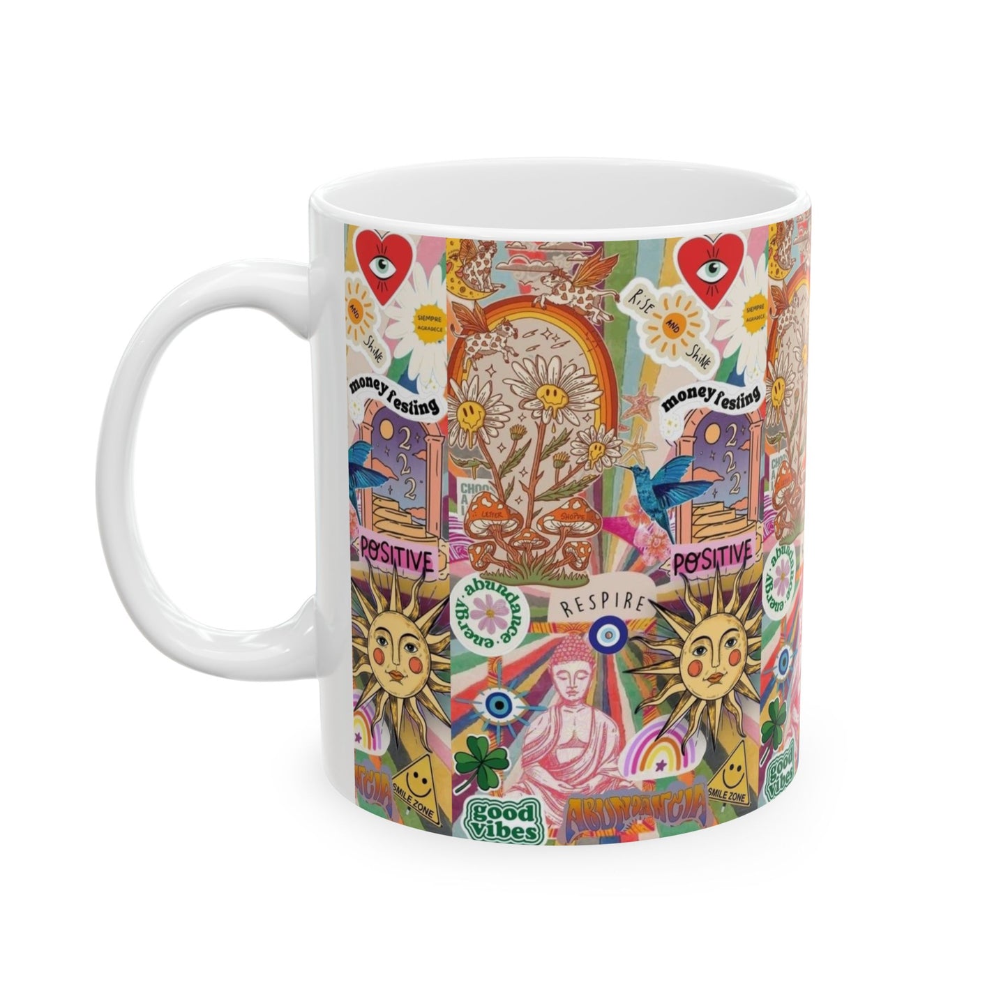 Positive Vibes Ceramic Mug - Inspirational Coffee Cup for Happy Moments, Gift for Friends, Self-Care, Home Decor